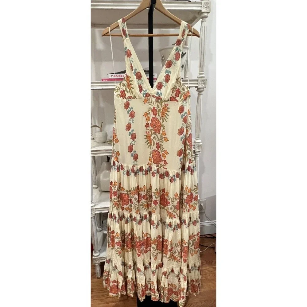 Free People Eden Bohemian Floral Maxi Dress Size Large - Picture 5 of 6